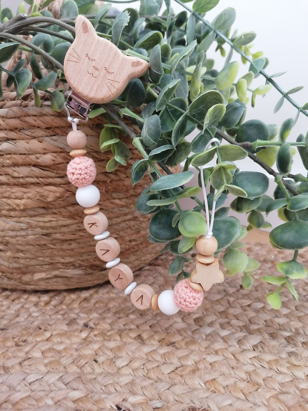 Miniaturbild: Handmade Schnullerkette mit Name zur Geburt Babyparty personalisiertes Geschenk