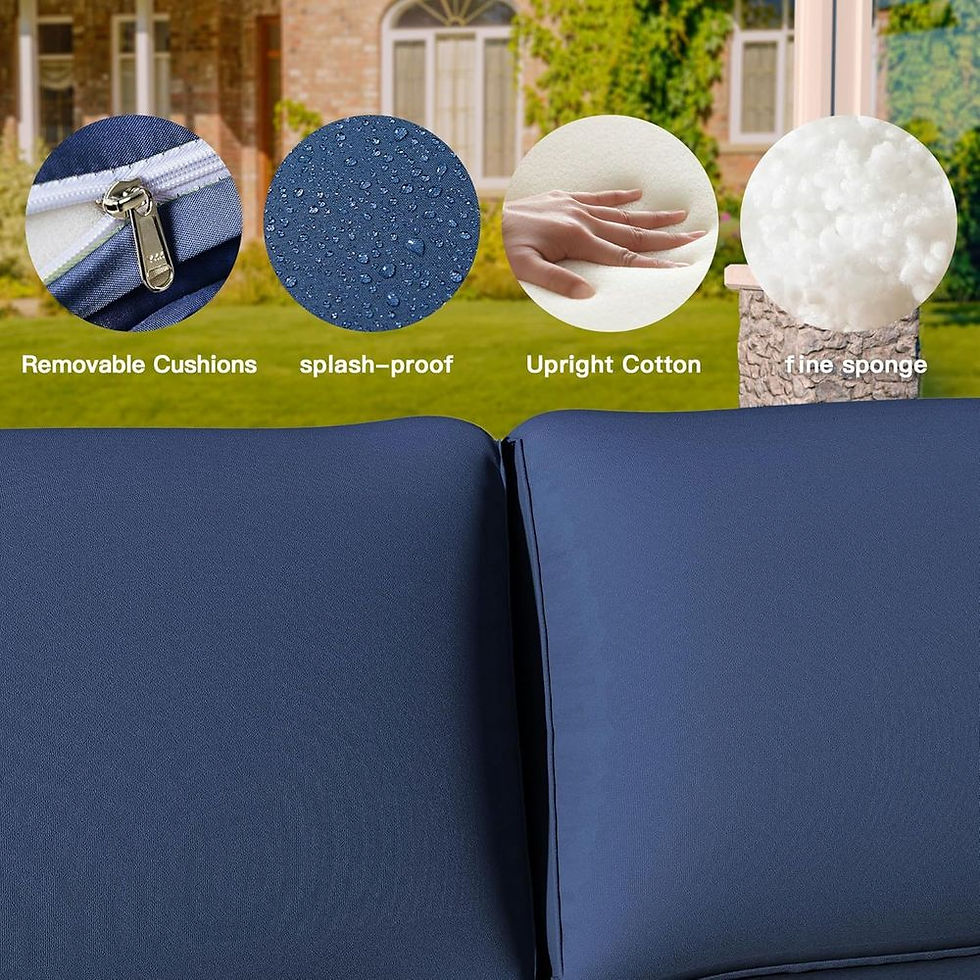 Thumbnail: 8-Piece Outdoor Patio Furniture Set with Propane Fire Pit, Wicker Sofa, Weather-