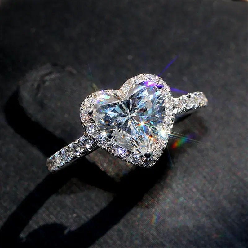 Thumbnail: Huitan Luxury Crystal Water Drop CZ Rings Proposal Exquisite Engagement Ring 
