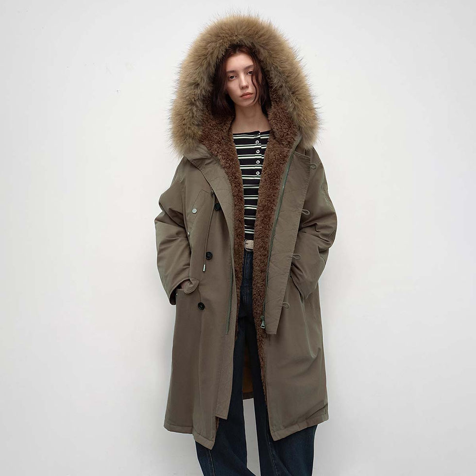 Thumbnail: Fireladyfur Women’s Hooded Down Raccoon Fur Collar Parka