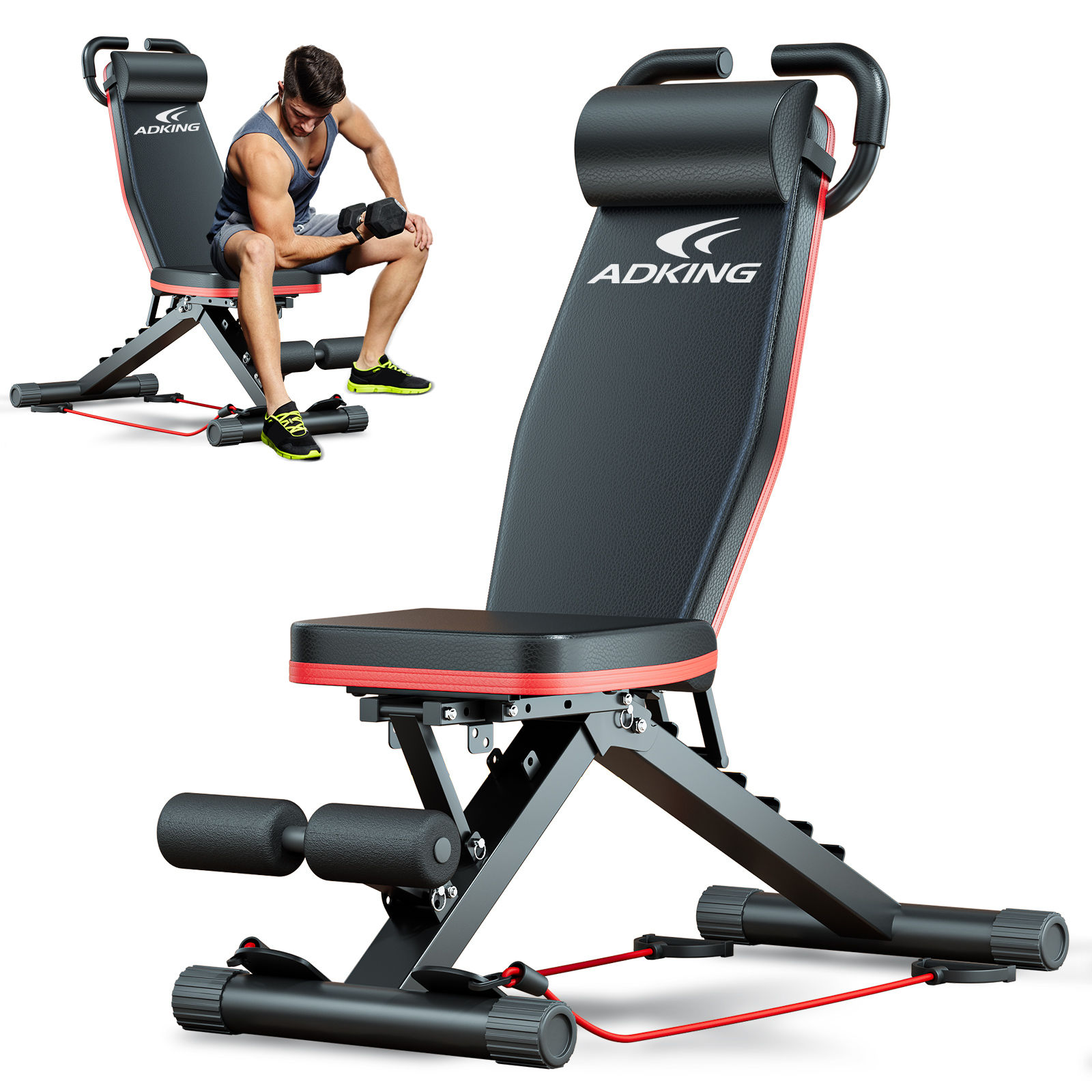 Weight Bench Foldable 14-in-1 Dumbbell Bench 1000 lbs Sit-up Assist Fitness Equi
