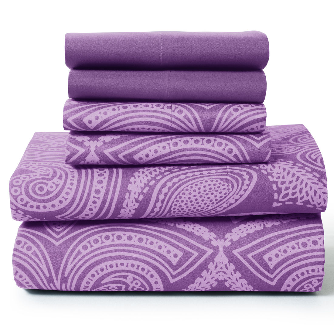 6 Piece Ultra-Soft Microfiber Bed Sheets Set with Flat Sheet, 16 Inches Deep Poc