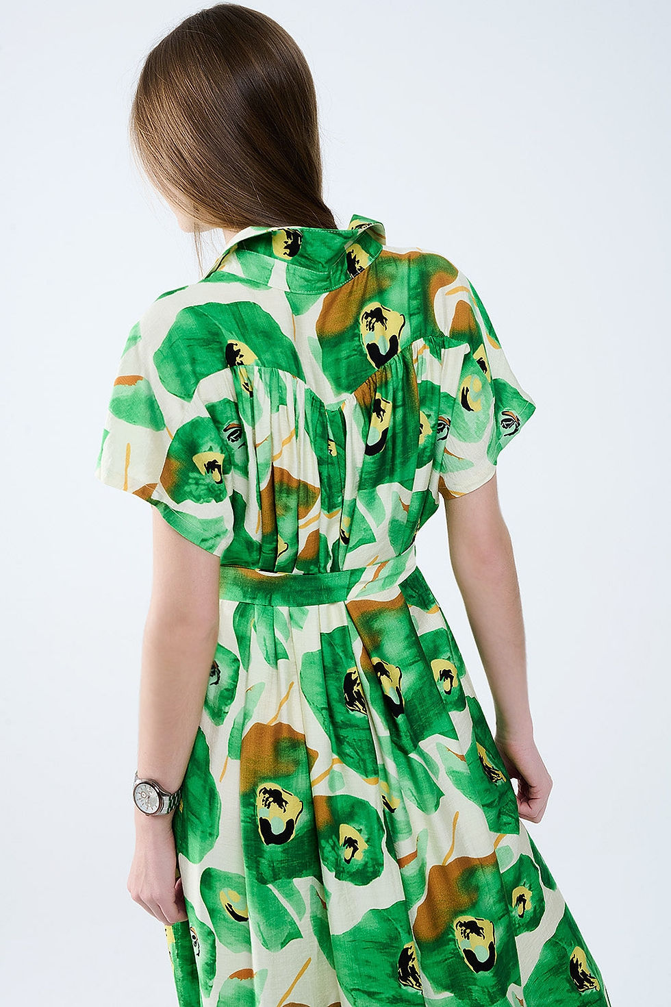 Thumbnail: Floral Bliss Dress in Green and Warm Hues