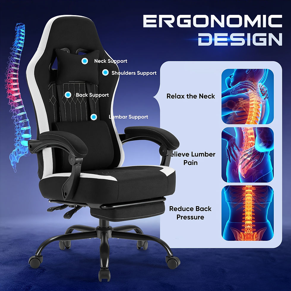 Miniature : Ergonomic Gaming/Office Chair with Foot and Lumbar Support, Height Adjustable Wo