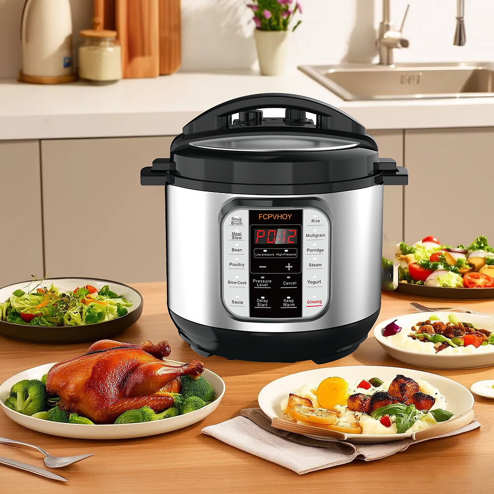 Thumbnail: 6-Quart Whisper Quiet 12-in-1 Electric Pressure Cooker, Slow Rice Cooker, Steame