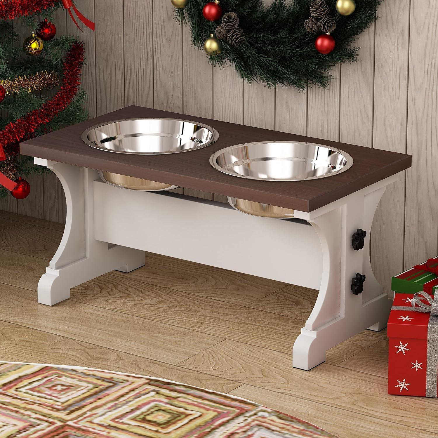 Elevated Dog Bowls Stand with Stainless Steel Bowls