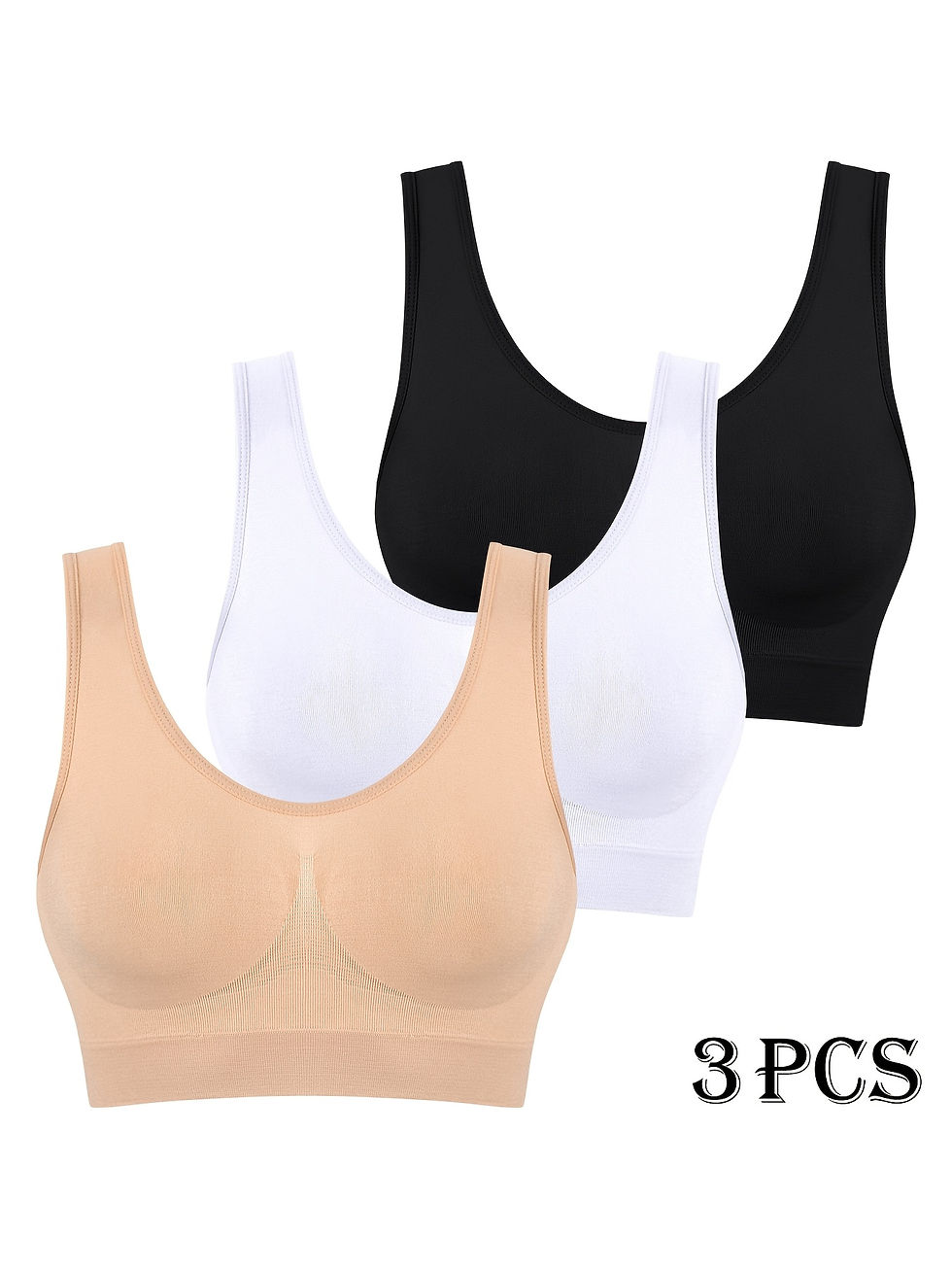 Miniature : 3pcs Set Of Women'S Sports Bra, Seamless, Breathable, Lightweight Without Chest 
