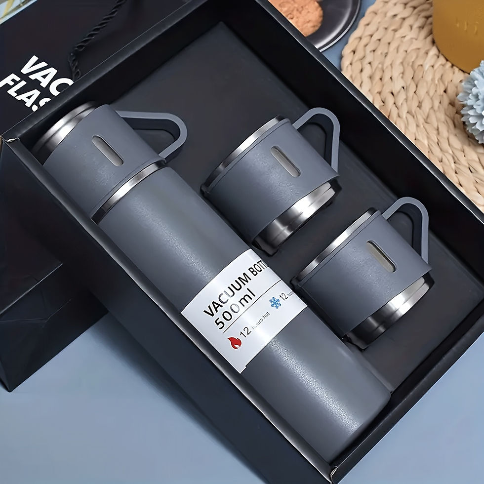 Miniature : 4pcs Stainless Steel Water Bottle & Cups Gift Set - Large 500Ml/16.9Oz with 3 Sm