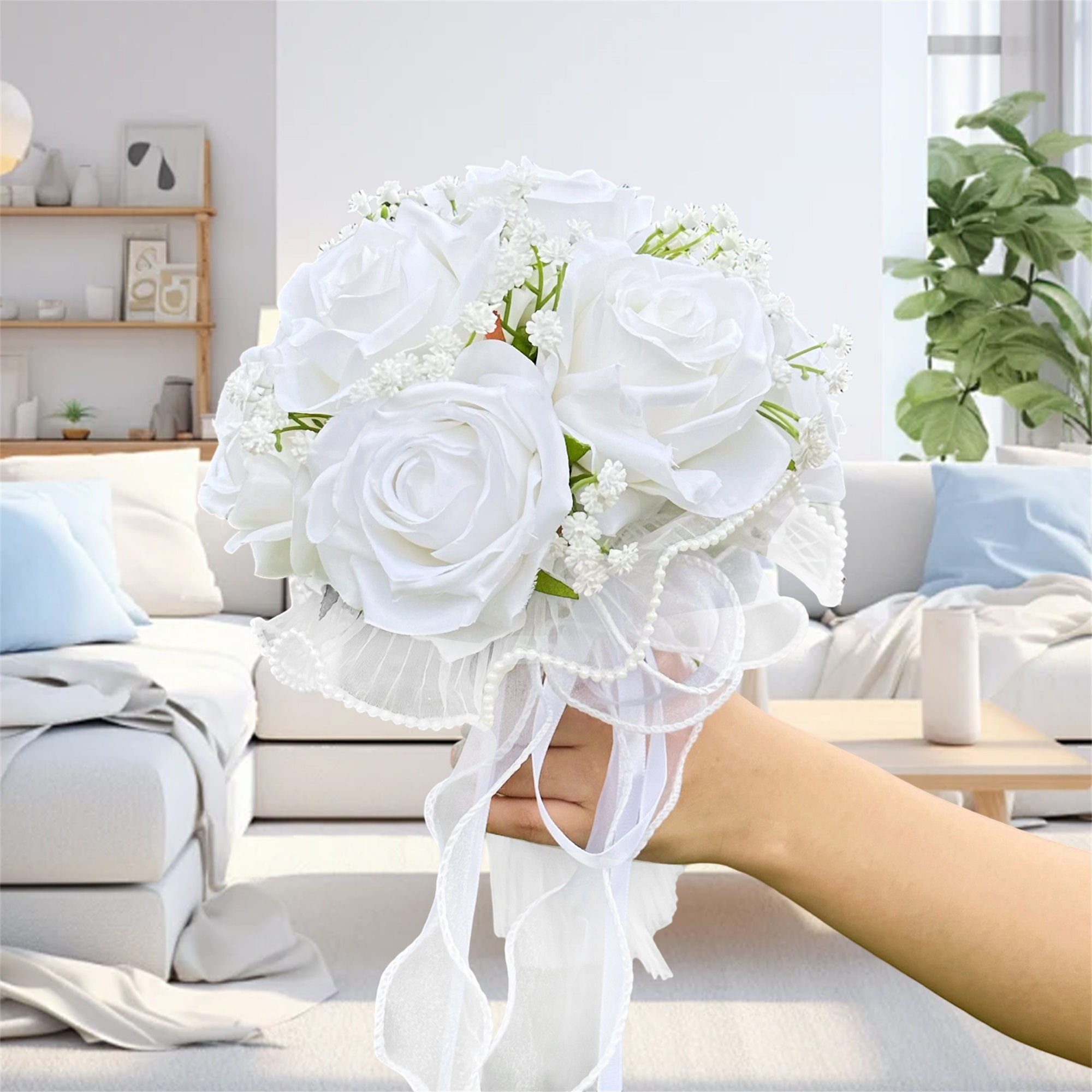 Elegant Rose Bouquet with Rhinestone Accents