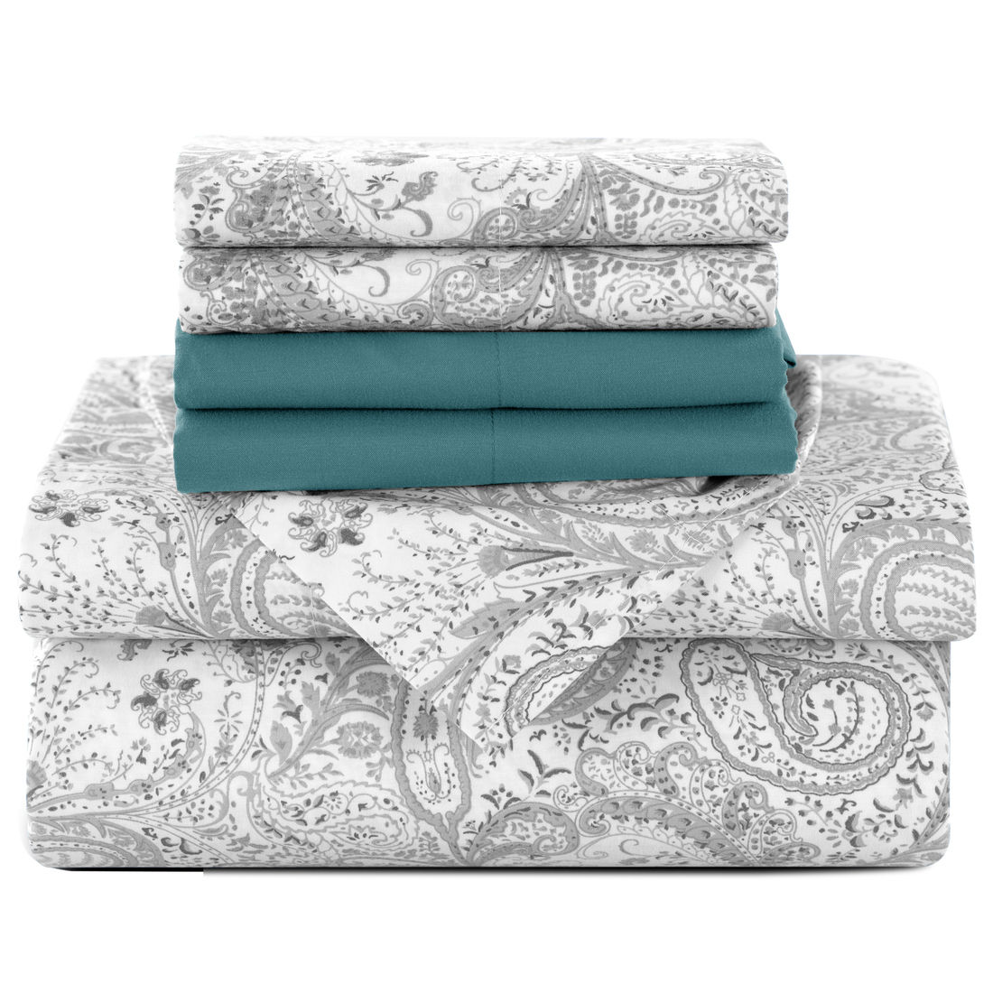 6 Piece Ultra-Soft Microfiber Bed Sheets Set with Flat Sheet, 16 Inches Deep Poc