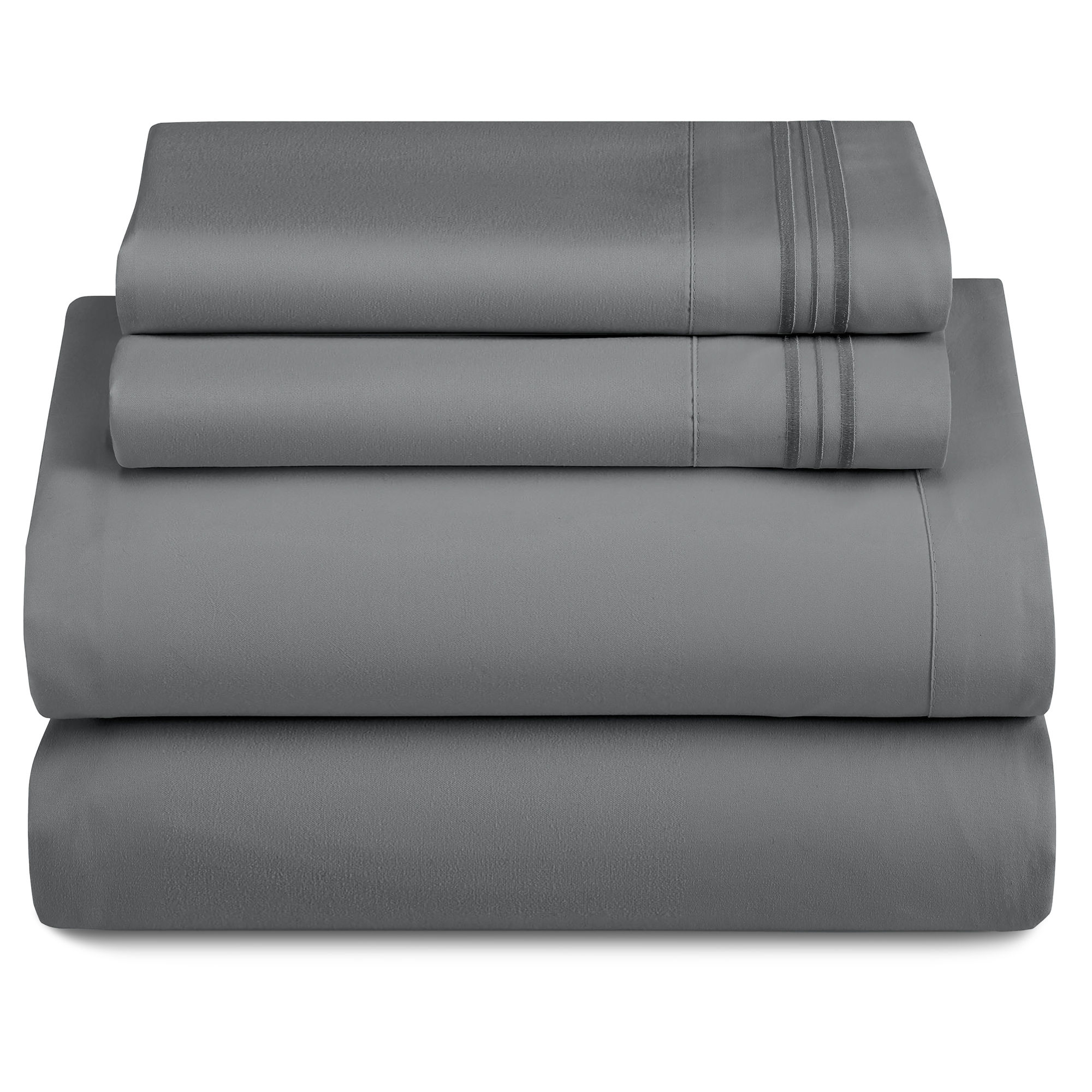 3 Piece Ultra-Soft Microfiber Bed Sheets with Flat Sheet