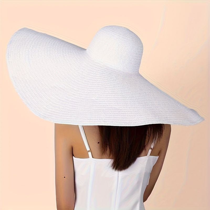 Thumbnail: Extra-Large Straw Hat for Women, Stylish Wide-Brimmed Visor, Handcrafted Roll-Up