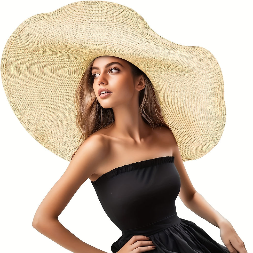 Thumbnail: Extra-Large Straw Hat for Women, Stylish Wide-Brimmed Visor, Handcrafted Roll-Up