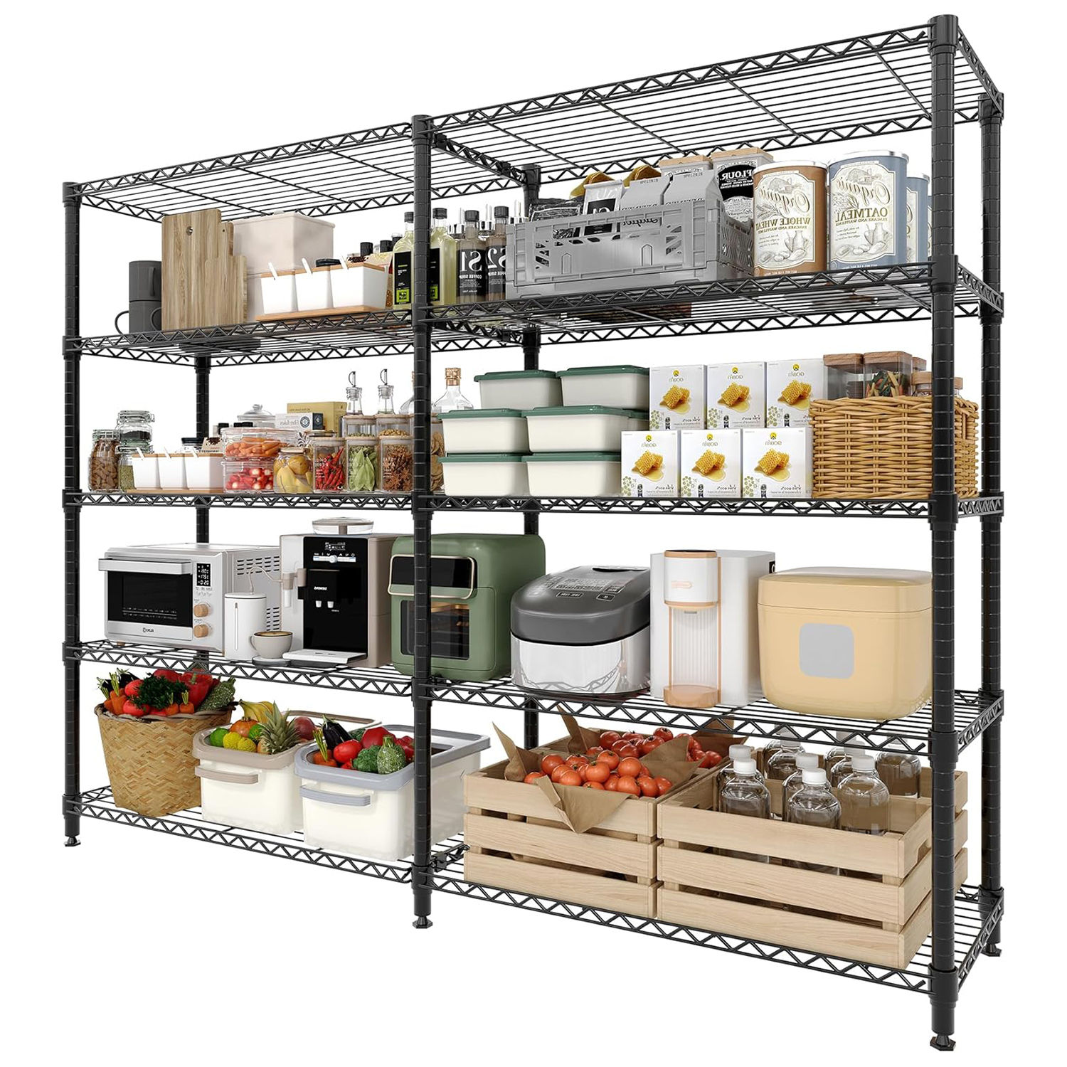 Heavy Duty Storage Shelves 4/5 Tiers Metal Shelving Unit Adjustable Organization