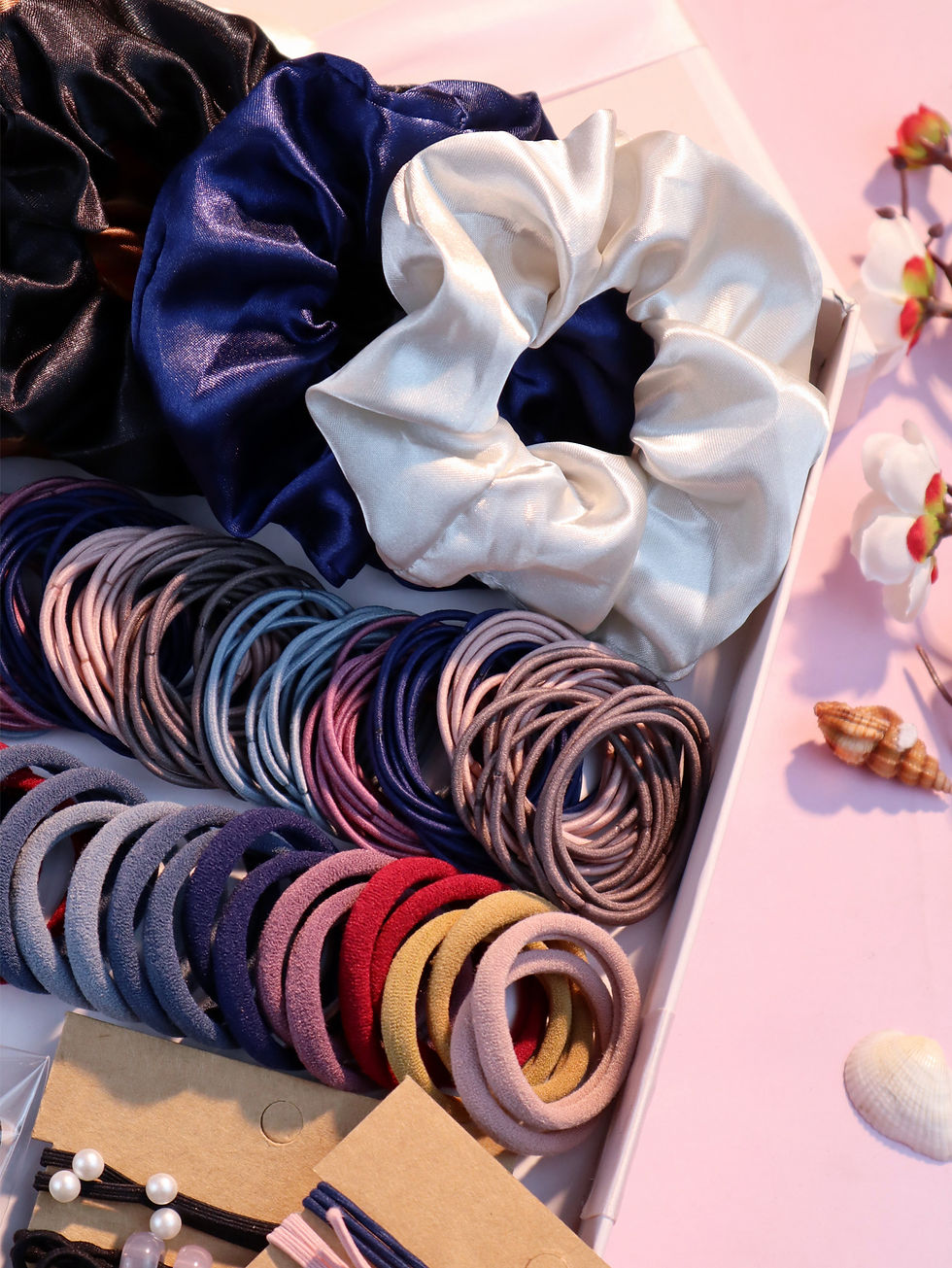 Thumbnail: 1085 PCS Dark Hair Accessories for Woman Set Seamless Ponytail Holders Variety H