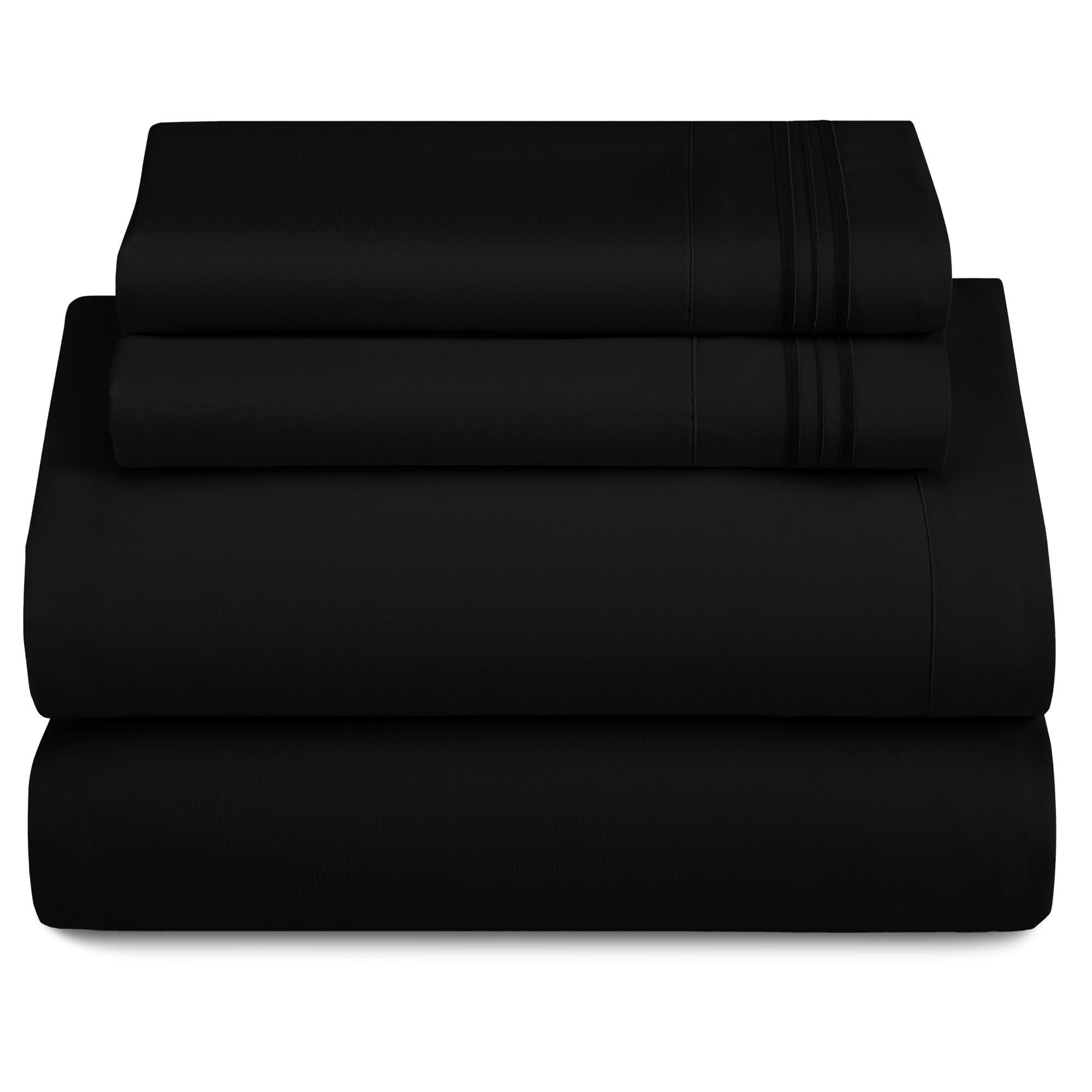 3 Piece Ultra-Soft Microfiber Bed Sheets with Flat Sheet, 16 Inches Deep Pocket