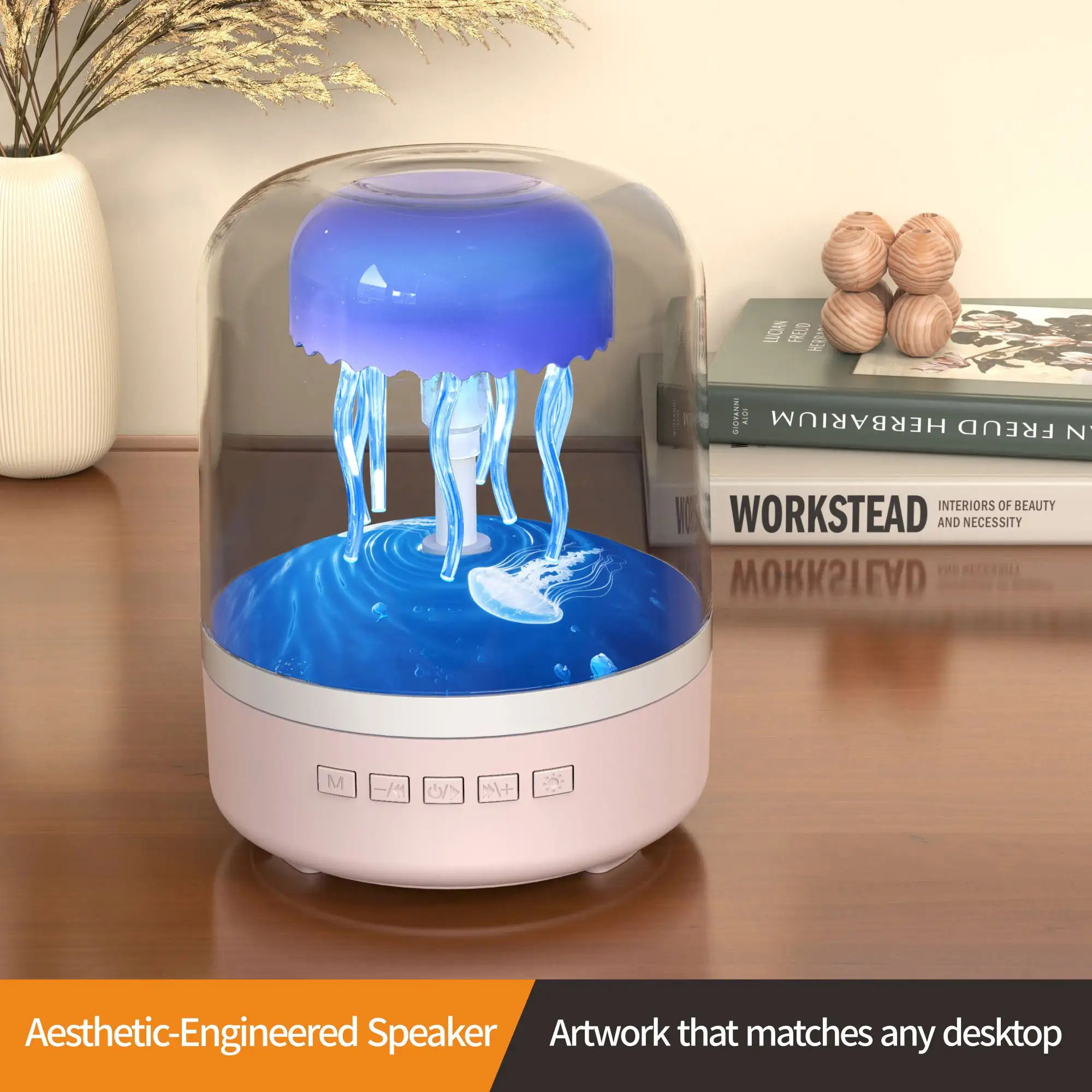 Wireless Compatible Speaker with Jellyfish Night Light