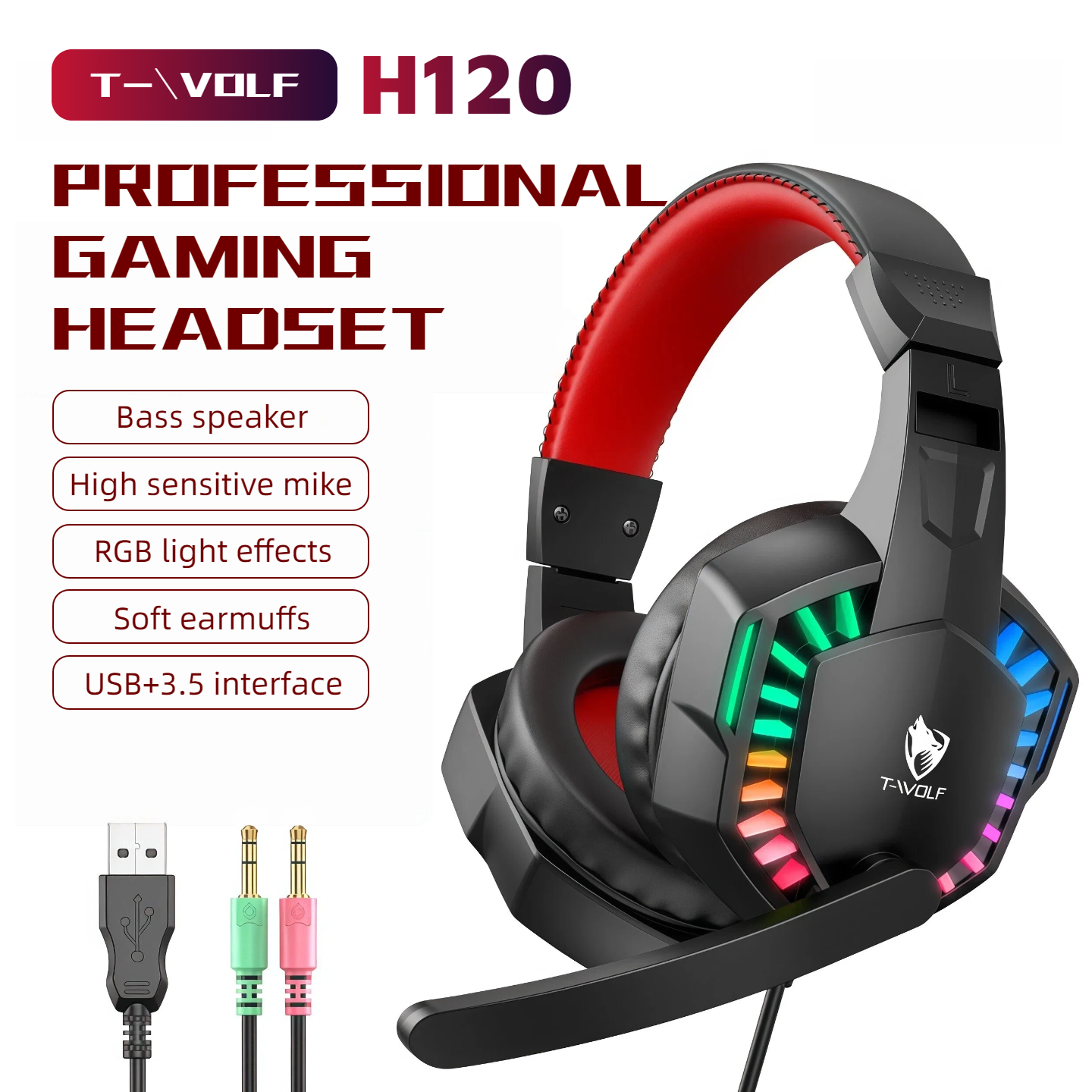 RGB Wired Gaming Headset with Microphone
