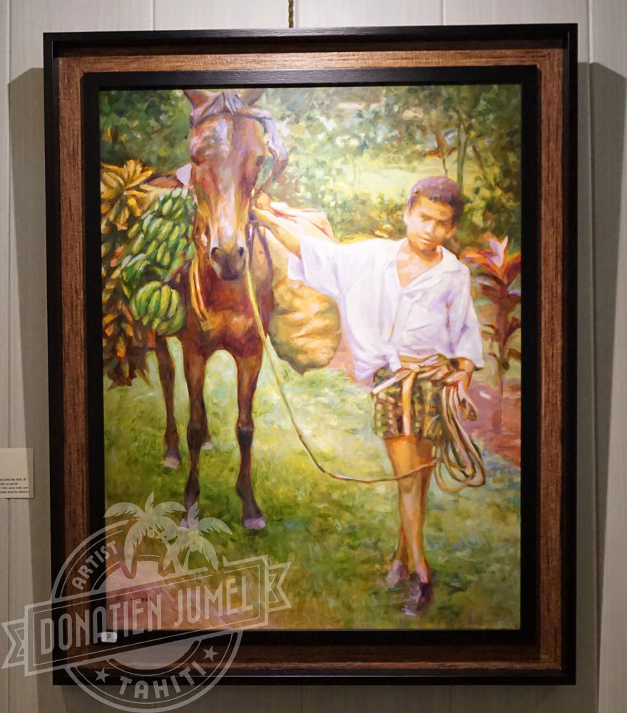 Miniature : enfant avec son cheval marquises peinture a vendre Jumel Donatien