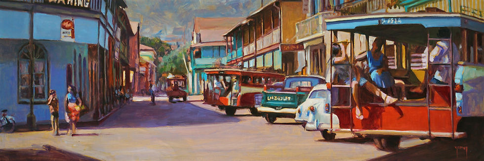 rue de papeete années 60 anciens trucks