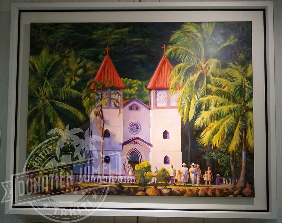 Miniature : Eglise Sainte famille de Moorea Polynesie tableau a vendre Jumel Donatien