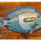 Miniature : Poisson chirurgien olive a tache orange de Tahiti Acanthurus olivaceus tableau sur bois Donatien Jumel