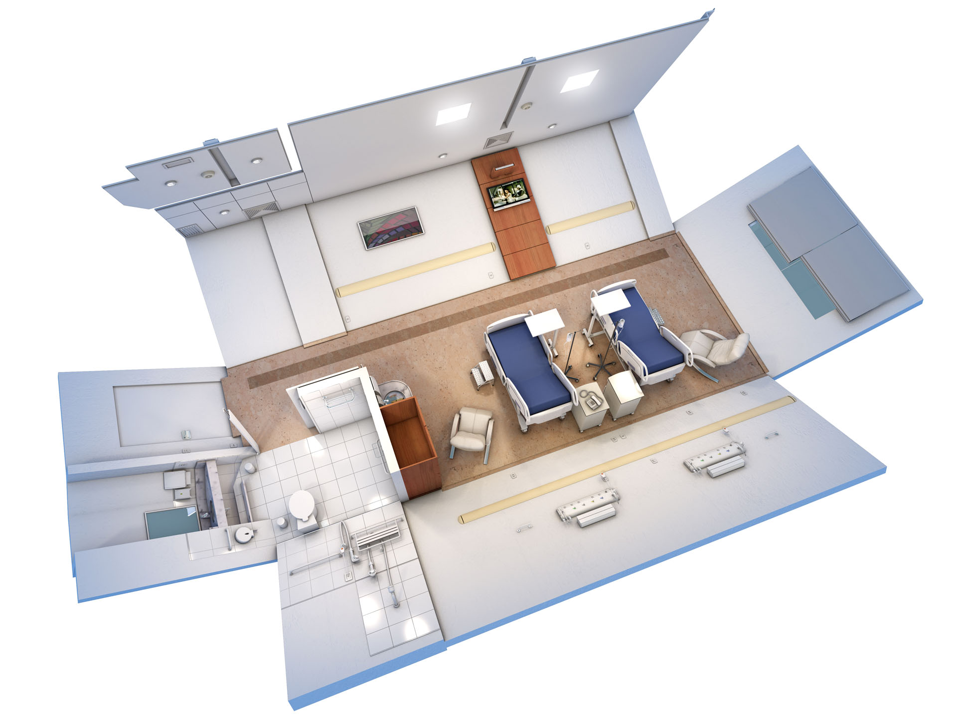Quarto com dois leitos — Cubos L+M³