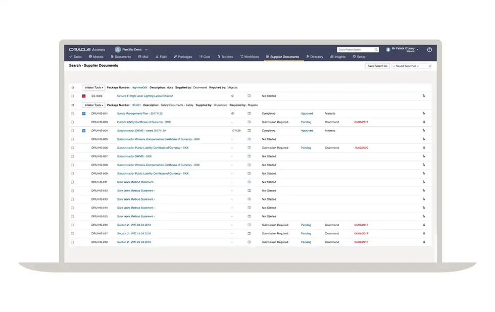 Plataforma de gestión de documentos de proveedores, resaltando acciones clave para un control documental efectivo.