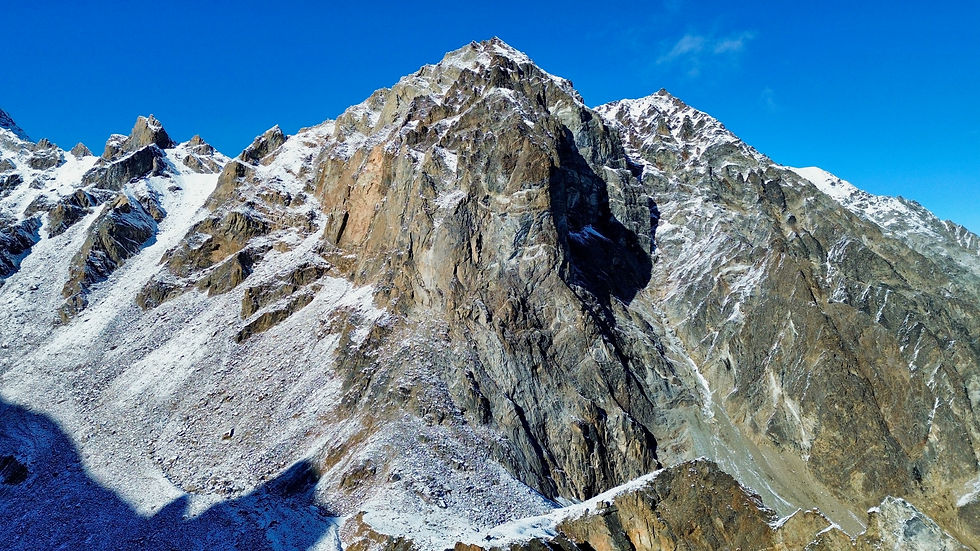 A robinson helicopter in the Alaska Range