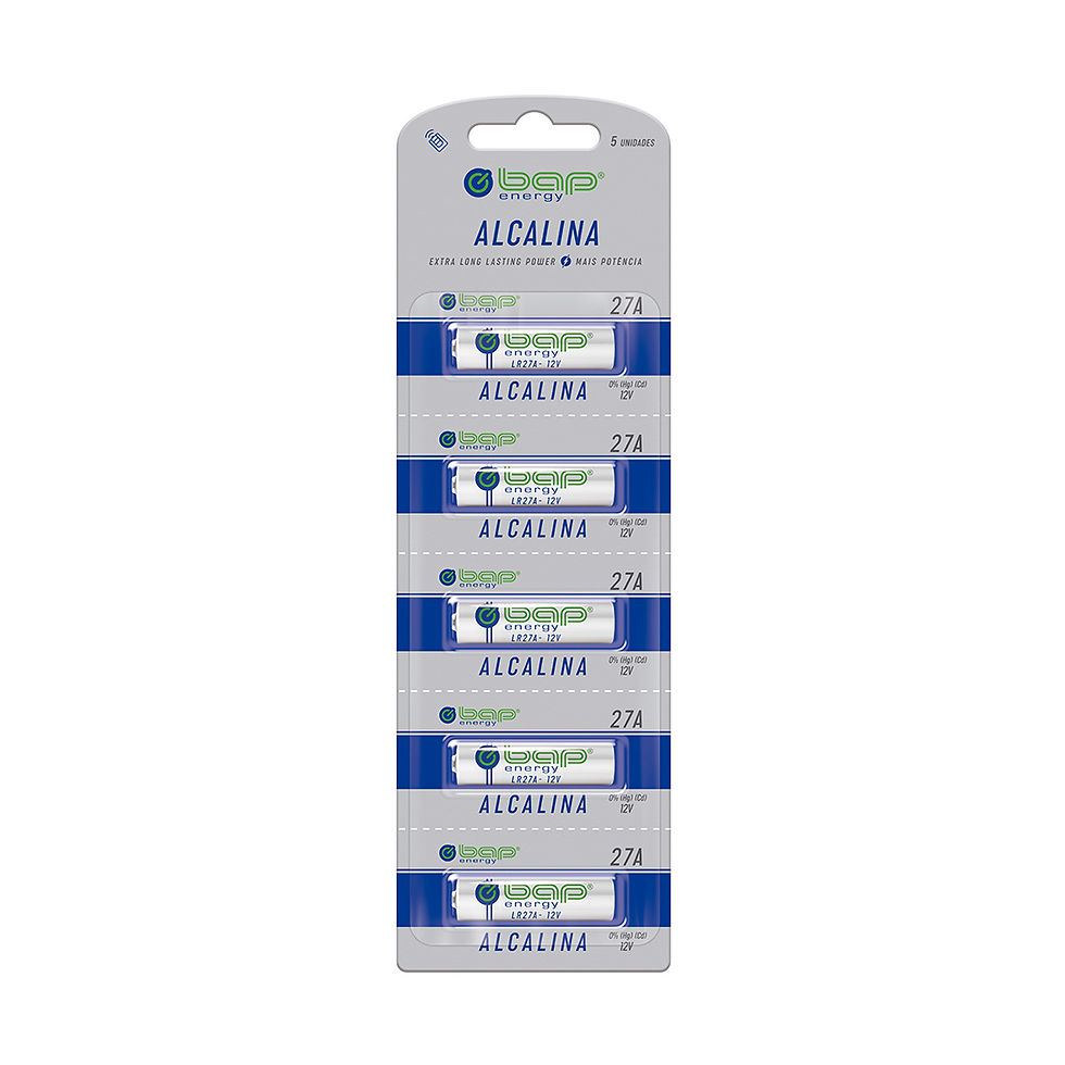 Cartela com 5 Baterias 12V 27A Alcalina BAP
