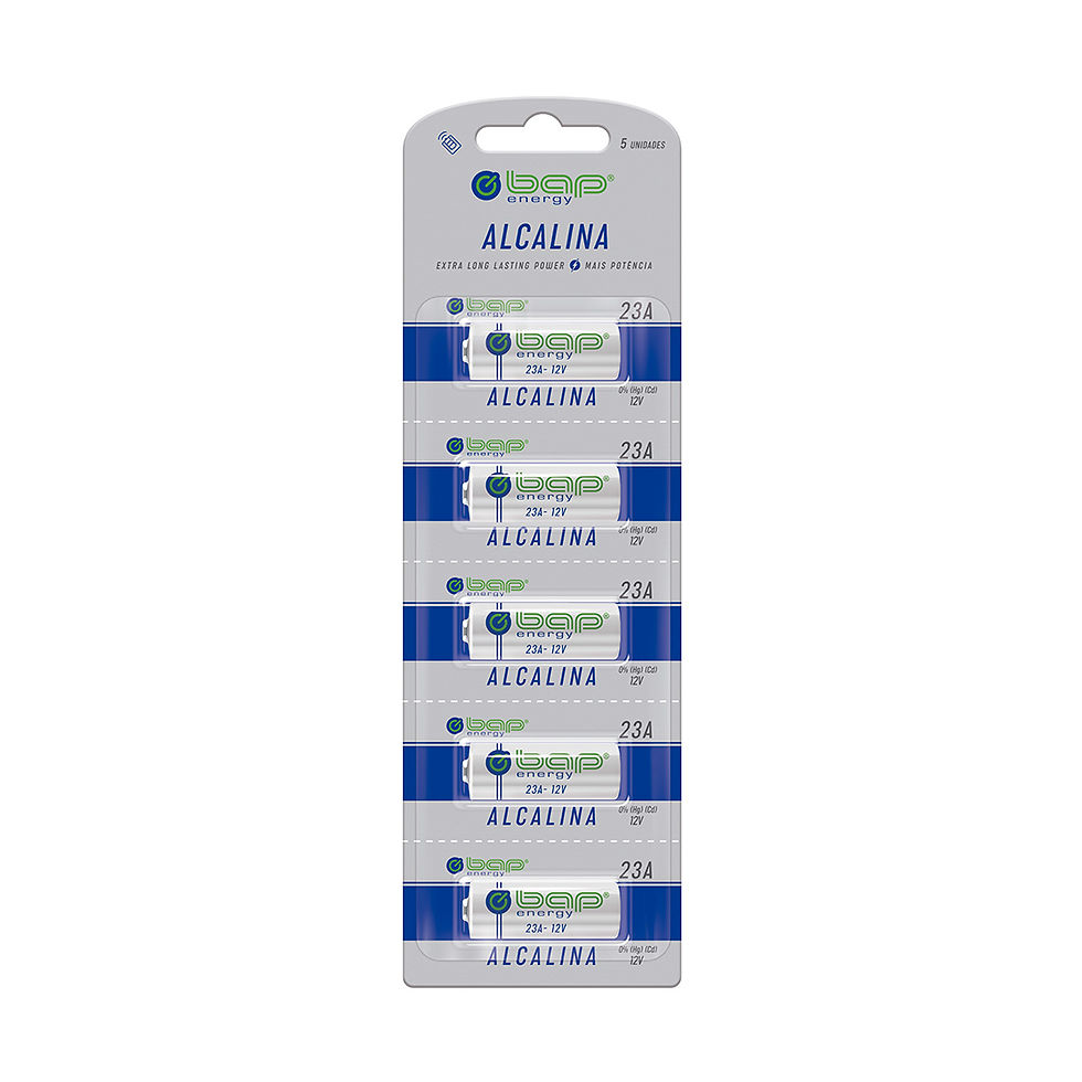 Cartela com 5 Baterias 12V 23A Alcalina BAP