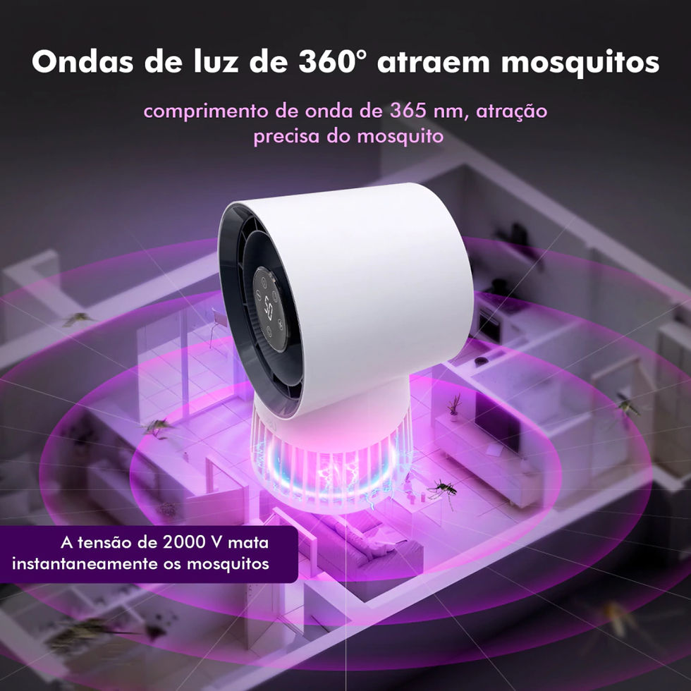 Miniatura: Ventilador Mesa Portatil Recarregavel Usb Mata Mosquito Led