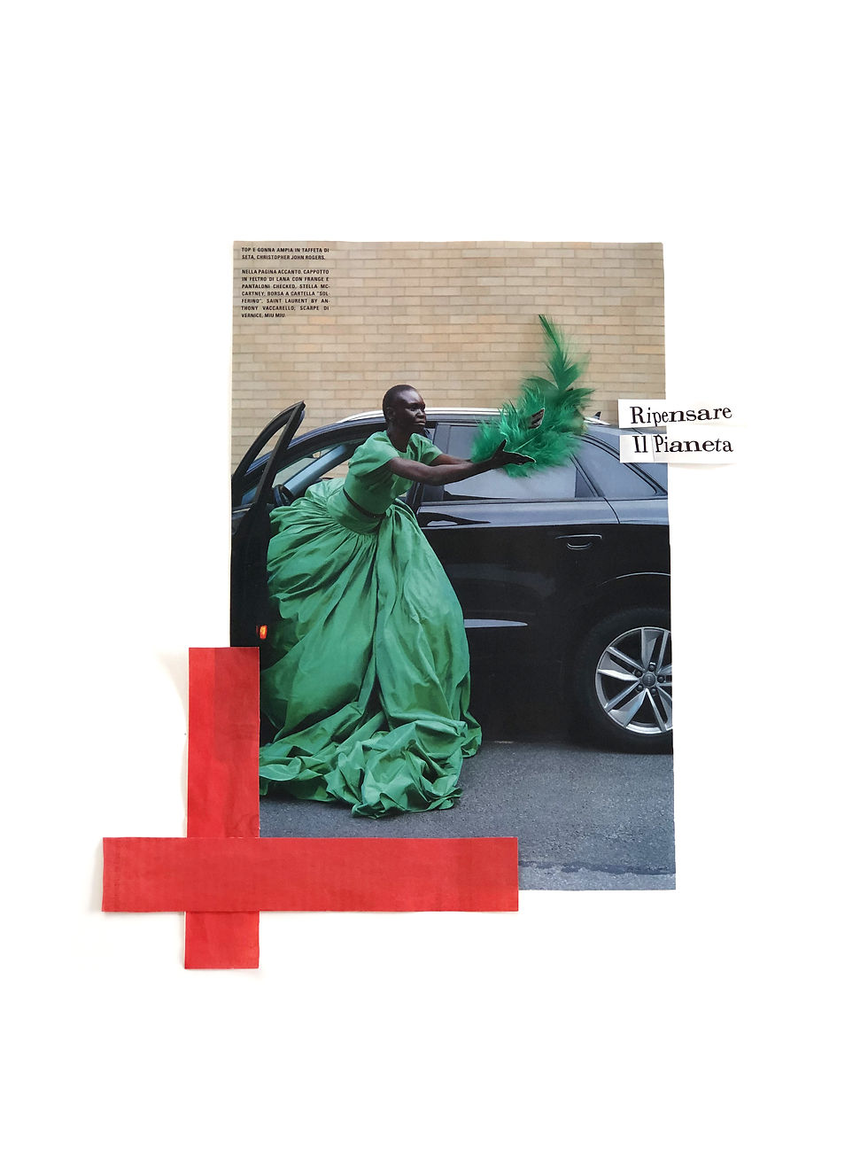 Poster collage donna vestita di verde