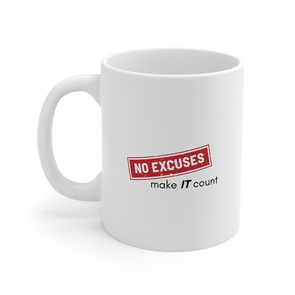 Thumbnail: NO EXCUSES, mug