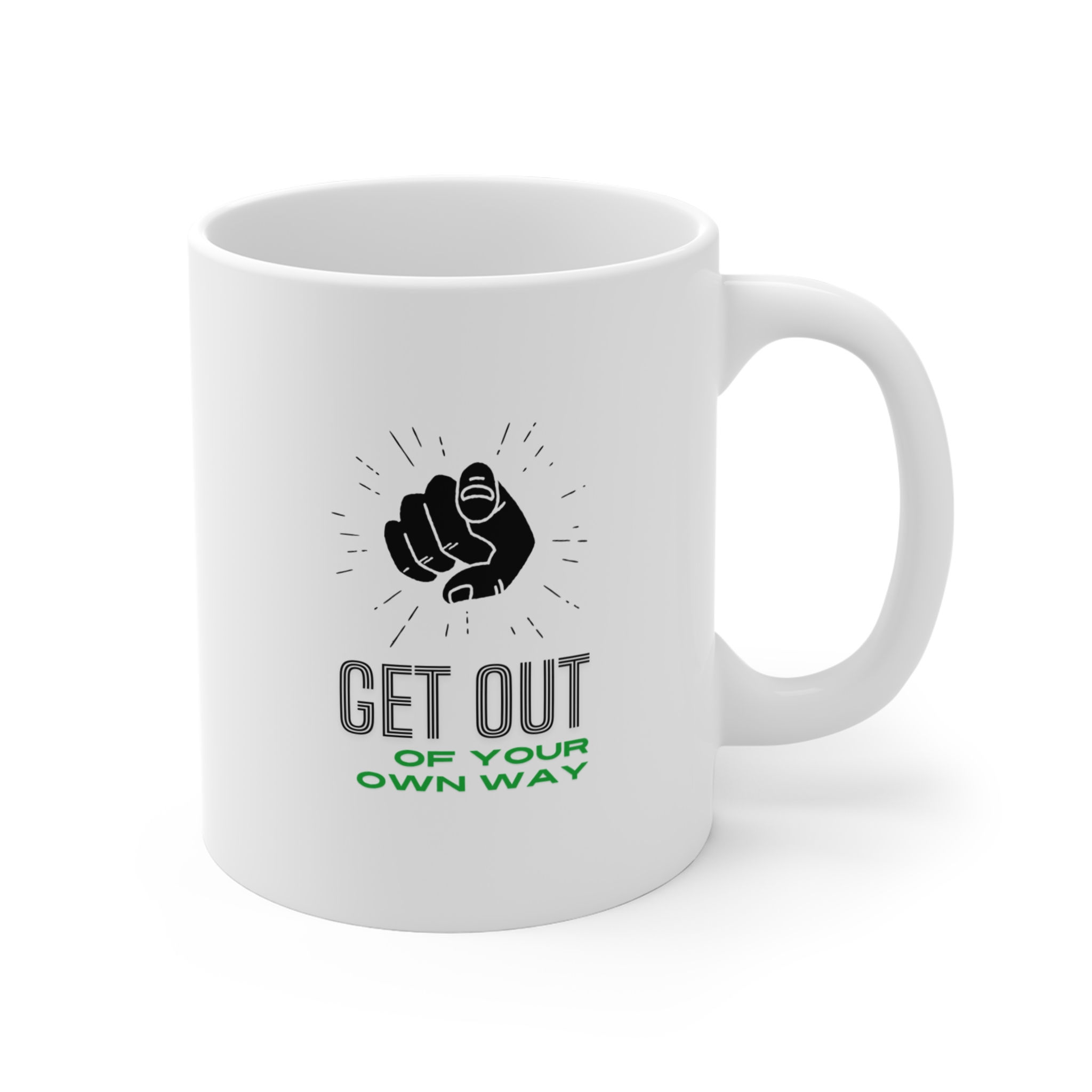 GET OUT, mug