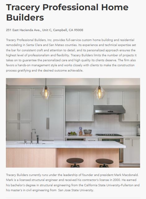 General Contractors feature - Tracery Builders