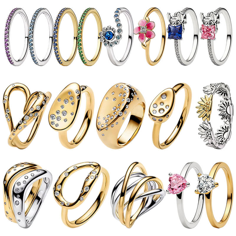 2026 Summer New 925 Silver Ocean Wave Ring Flower Love Women's Ring Fashion DIY