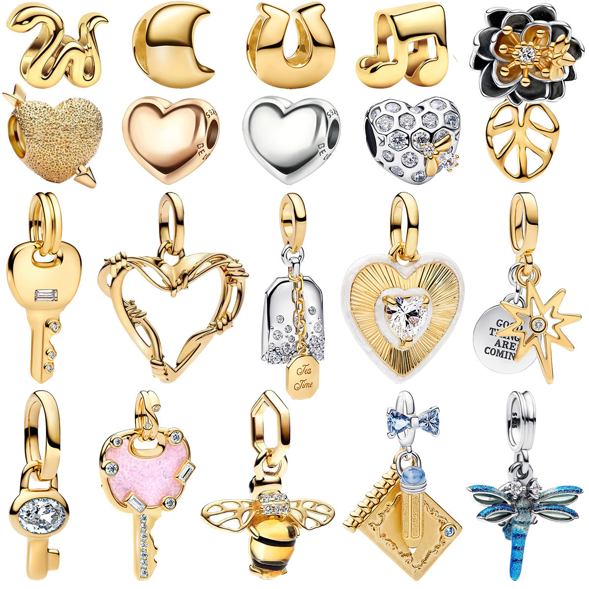 925 Sterling Silver Glitter Heart Shaped Key Lock Couple Charms Enamel Custom Fl