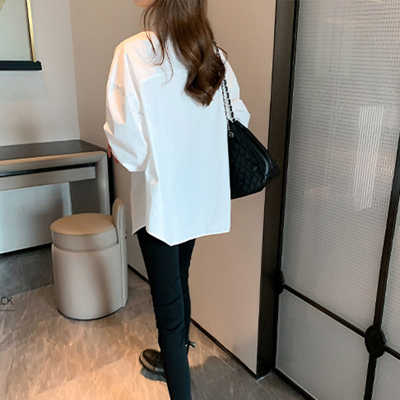 White Blouse Ladies' 2023 Autumn's new Korean-style Long-sleeved Casual Office L