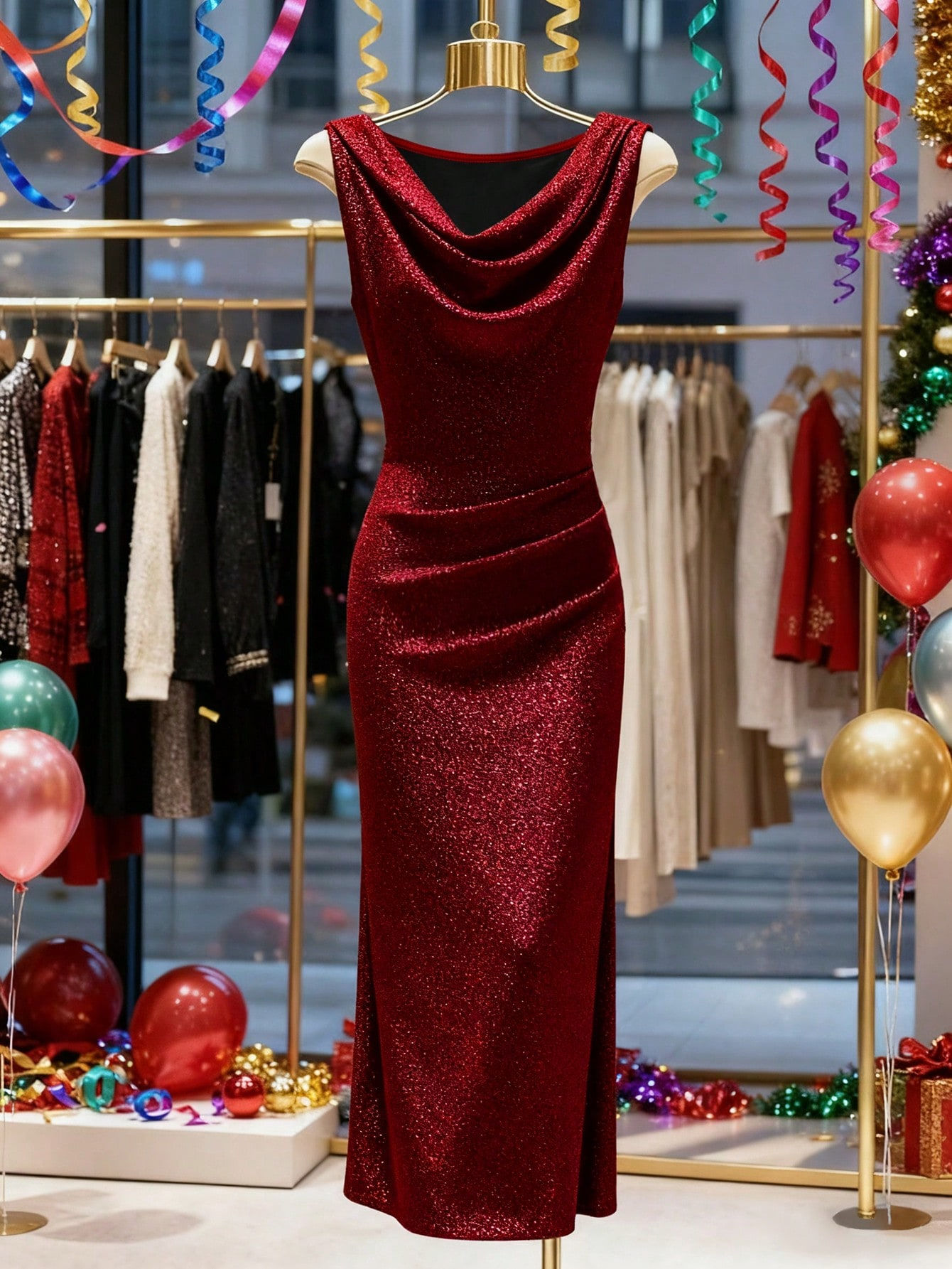 Summer Fashion New Arrivals: Elegant, Sleeveless, Sparkling, Body-Con Plunge Dre