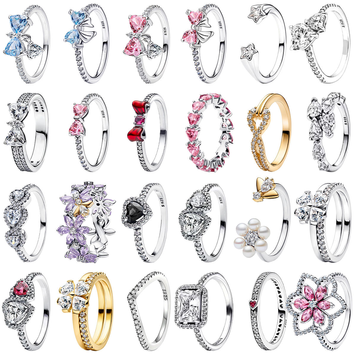 New 925 Sterling Silver Romantic Bridal Sweet Fashion Luxury Butterfly Heart Flo