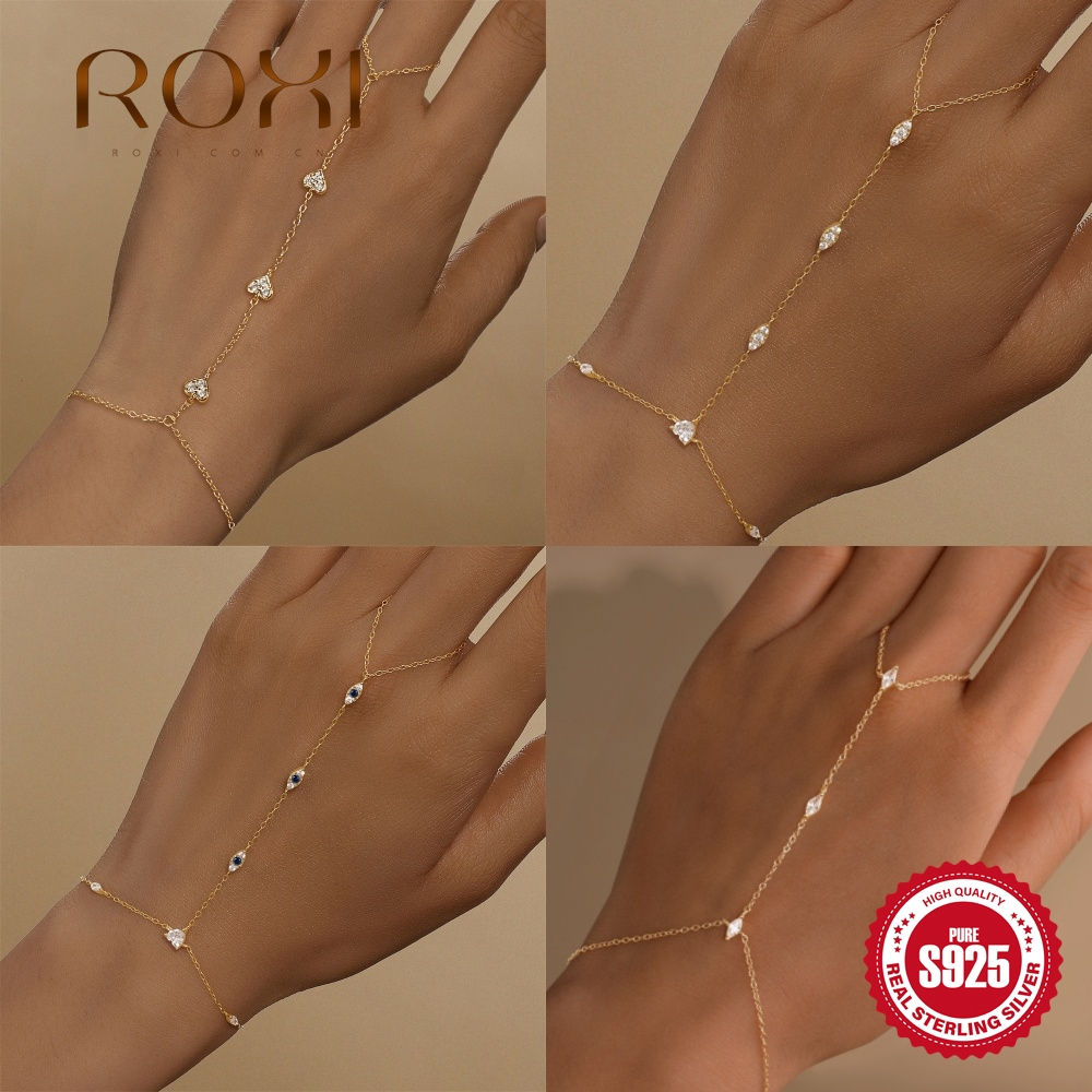 ROXI 925 Sterling Silver Heart/Star Zircon Bracelet With Finger Design For Women