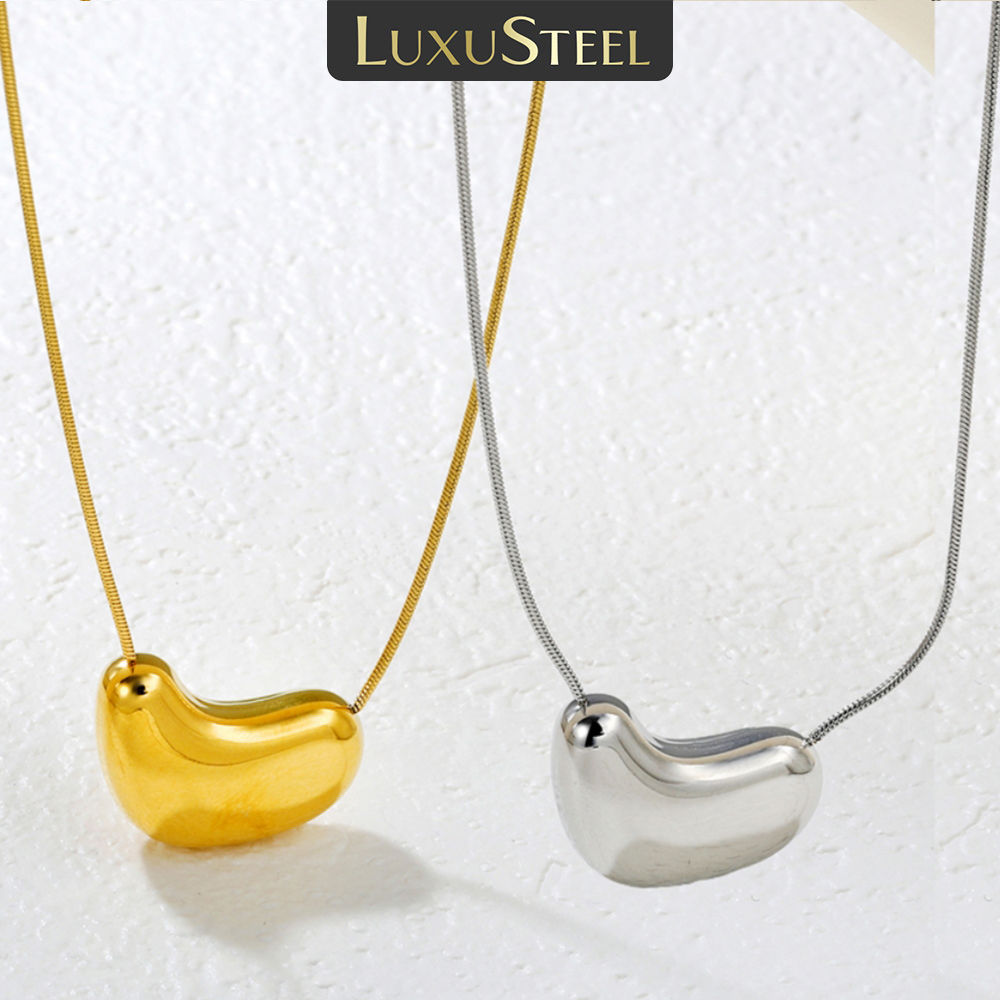 LUXUSTEEL Heart Shaped Pendant For Women Stainless Steel Romantic Love Golden Si