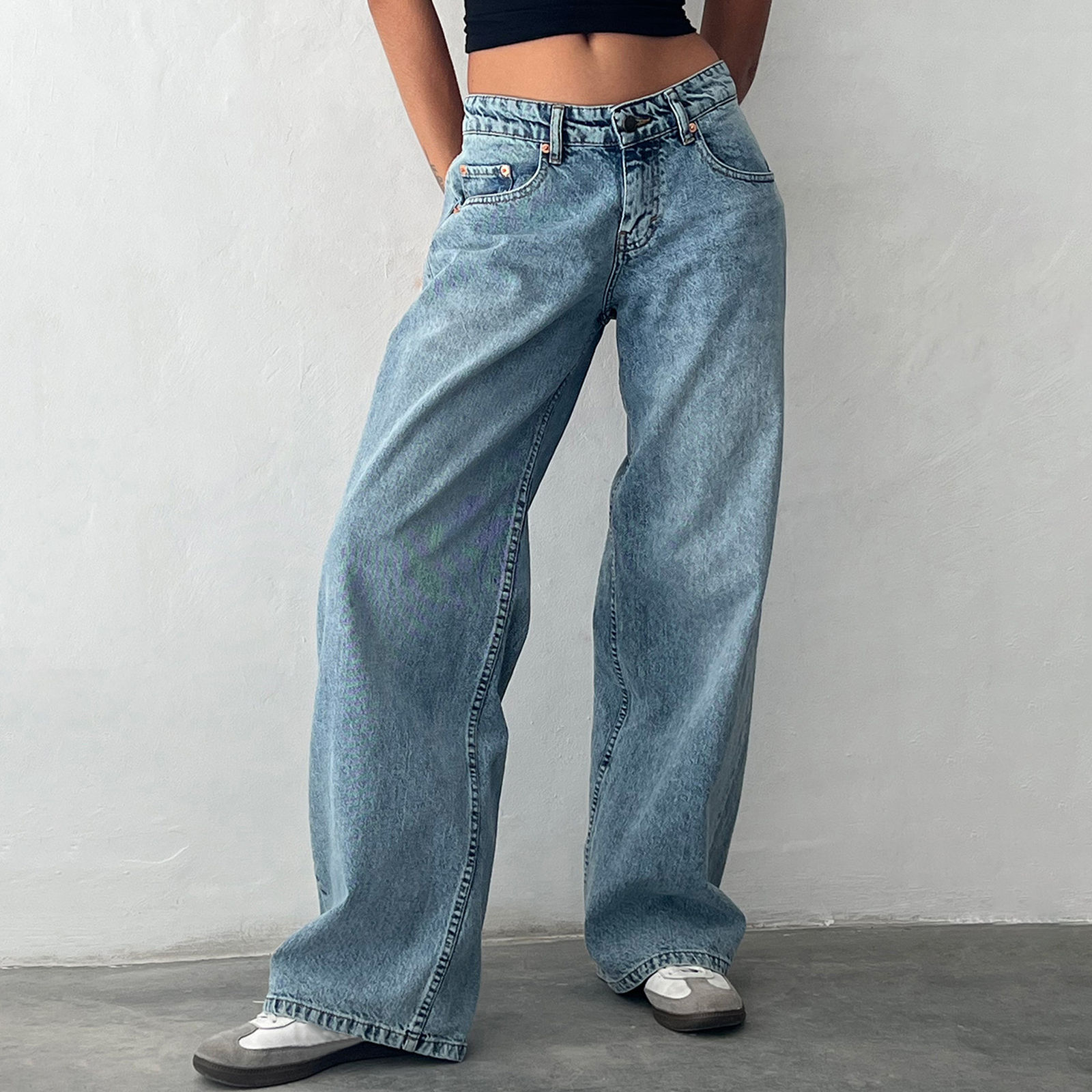 Y2K Baggy Jeans for Women Trendy Low Rise Casual Straight Leg Boyfriend Jeans De