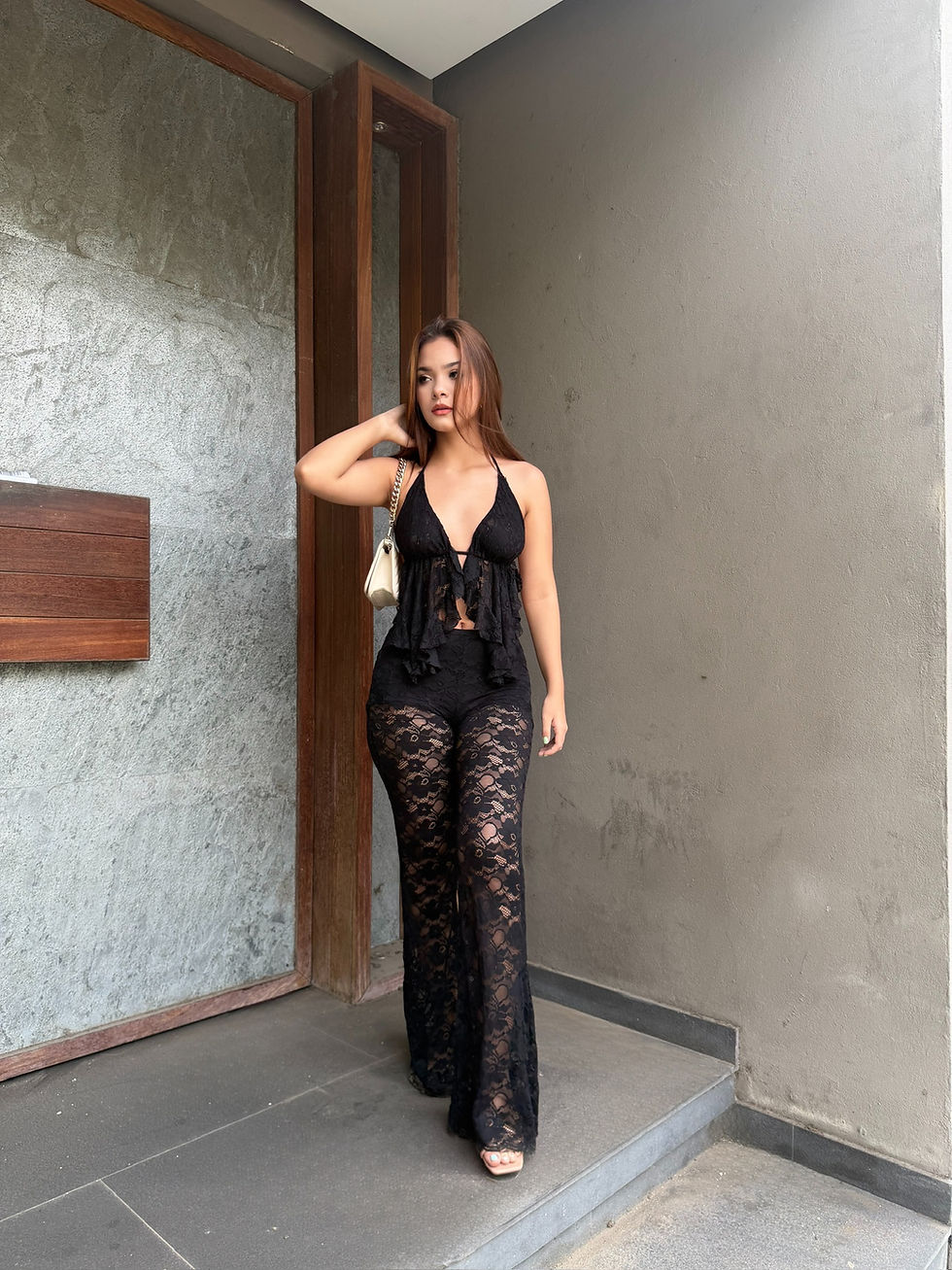 Miniatura: Pantalon Flare Encaje Negro