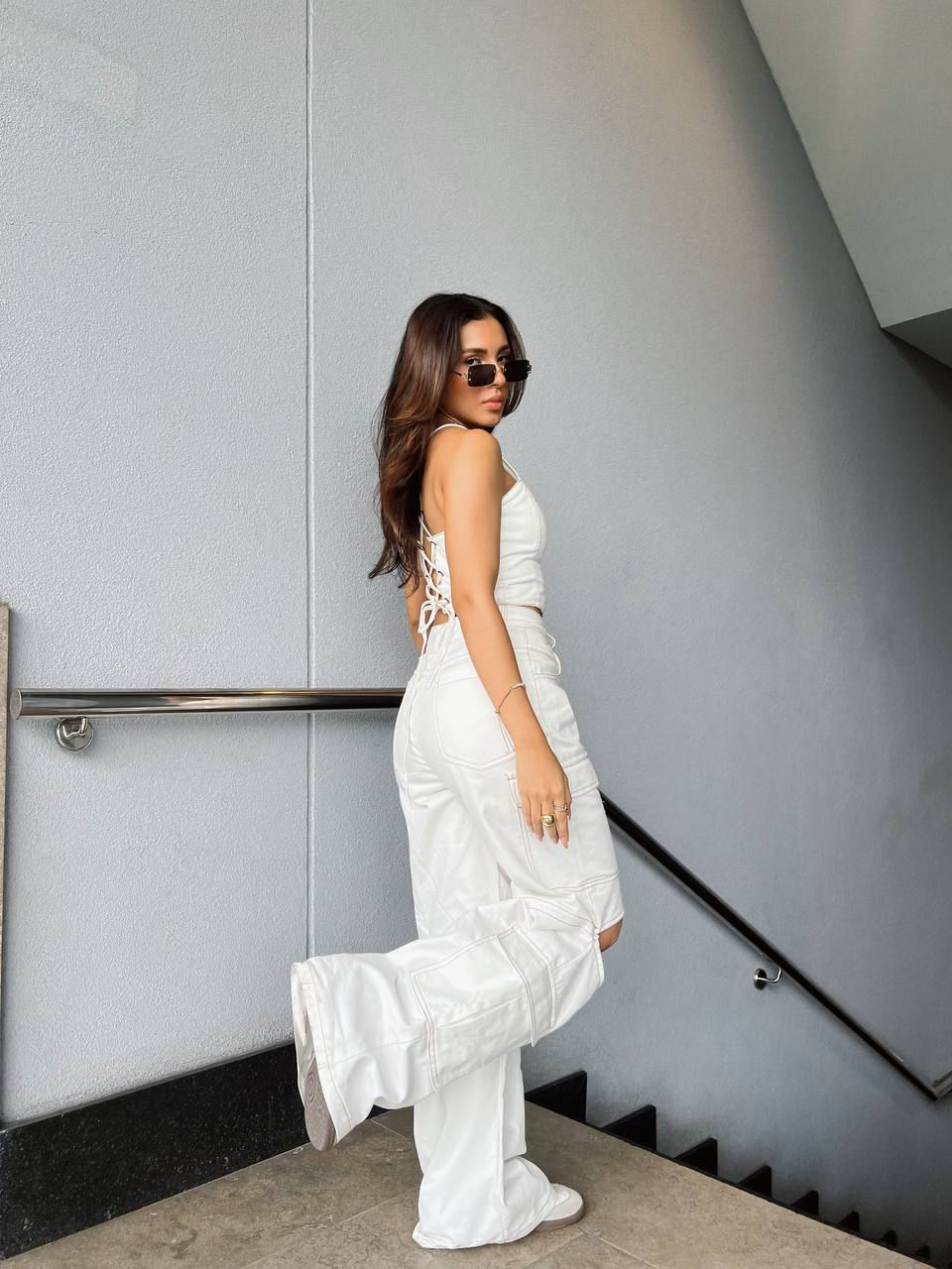 Miniatura: Pantalon Cargo Pespuntes Beige