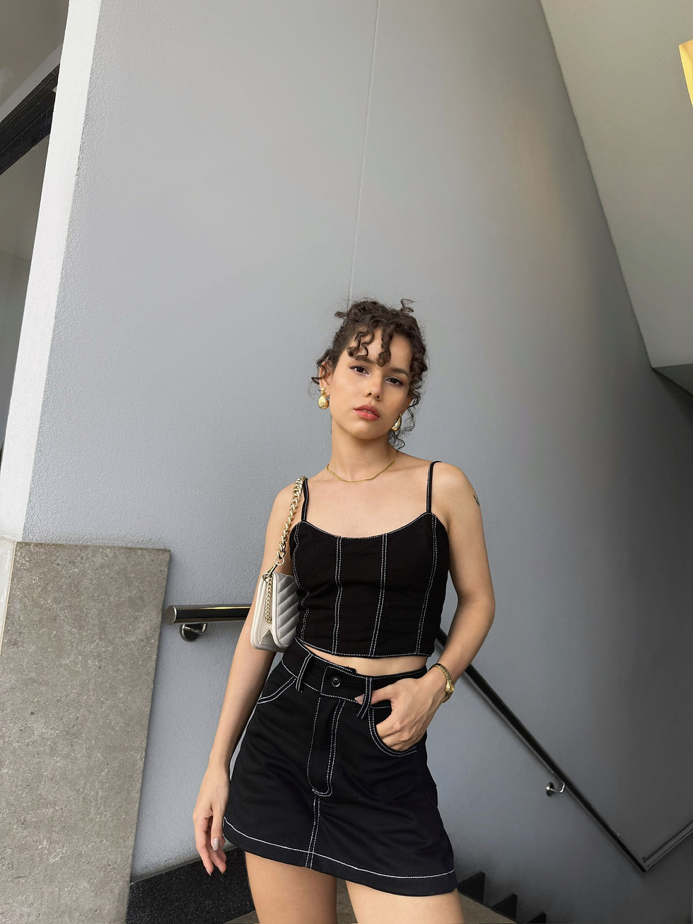 Miniatura: Falda Short Mini Drill Negra