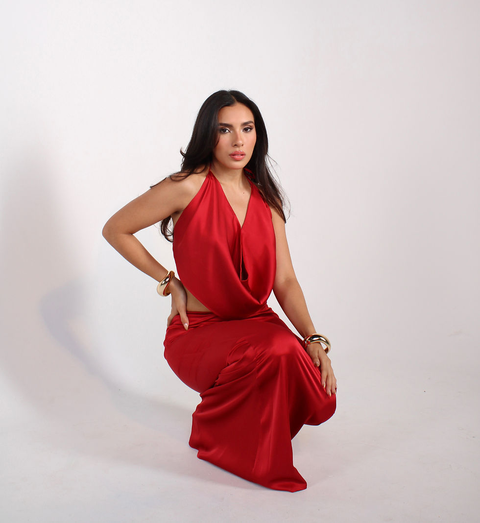 Miniatura: Falda Larga Seda Vinotinto