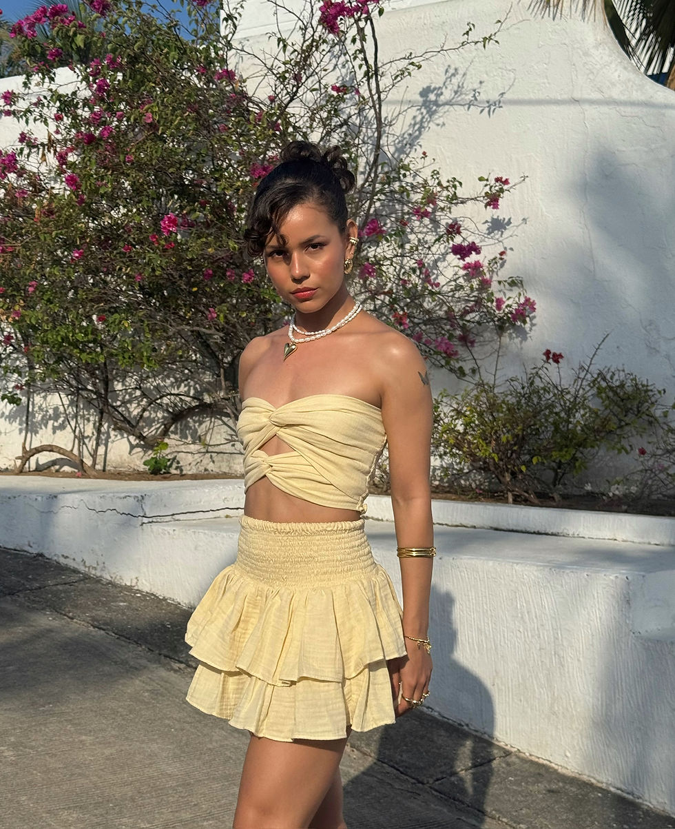 Miniatura: Falda Bolero Crunch Lino Amarillo