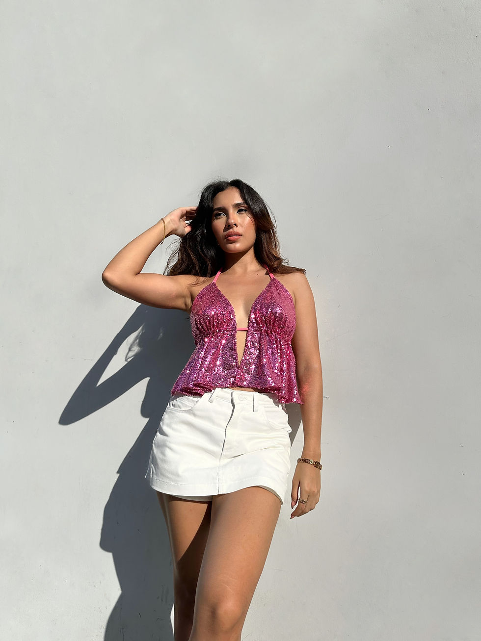 Miniatura: Falda Short Mini Drill Blanca